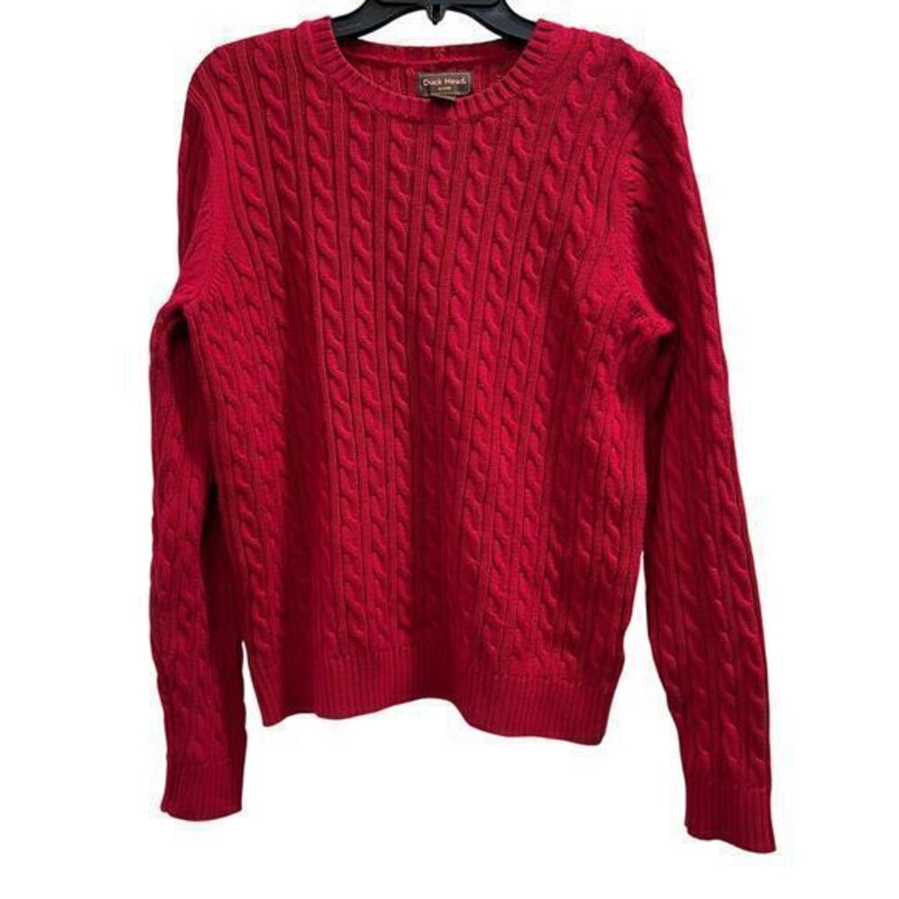 DUCKHEAD VTG Red cable knit pullover sweater woman’s cotton sz L